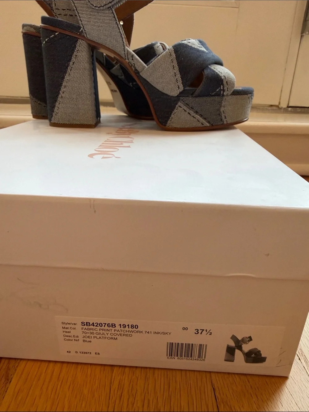 See by Chloe Platform Block Heel Sandals in Blue Denim